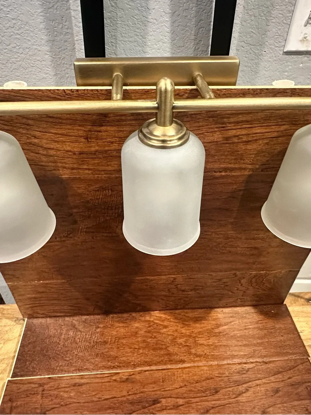 3-Light Frosted Glass Vanity Light in Brushed Brass